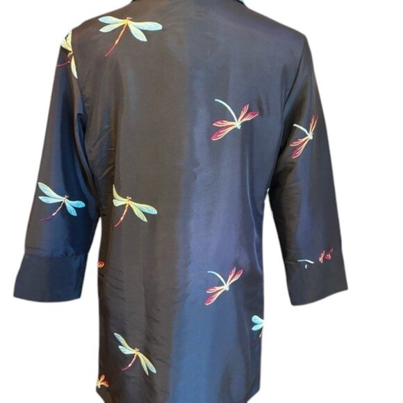 Grace Chaung Reversible Dragonfly Embroidered Black Jacket size small - Picture 2 of 7